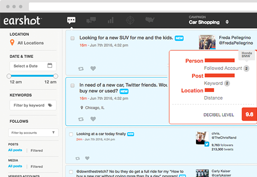 Use Earshot Pulse to acquire new customers by leveraging real-time signals of intent from social media.
